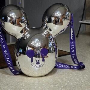 Disney Parks 100 Years of Wonder Mickey Mouse Balloon Silver Popcorn Bucket